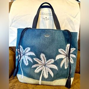 Kate Spade Blue Palm Tree Tote Bag